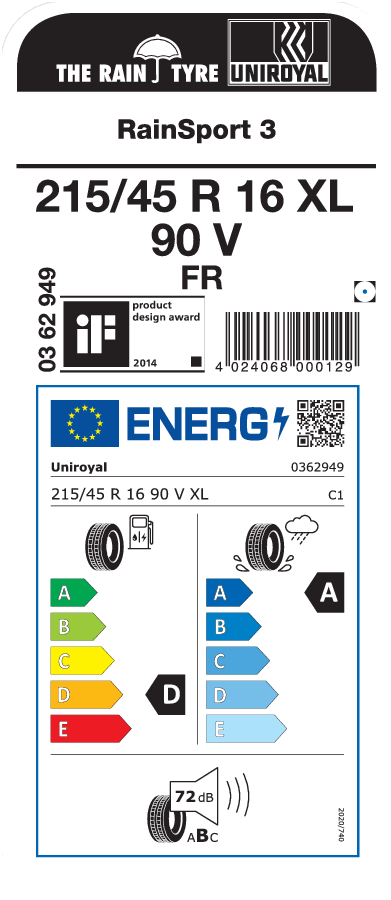 UNIROYAL RainSport 3 215/45 R 16 XL 090V
