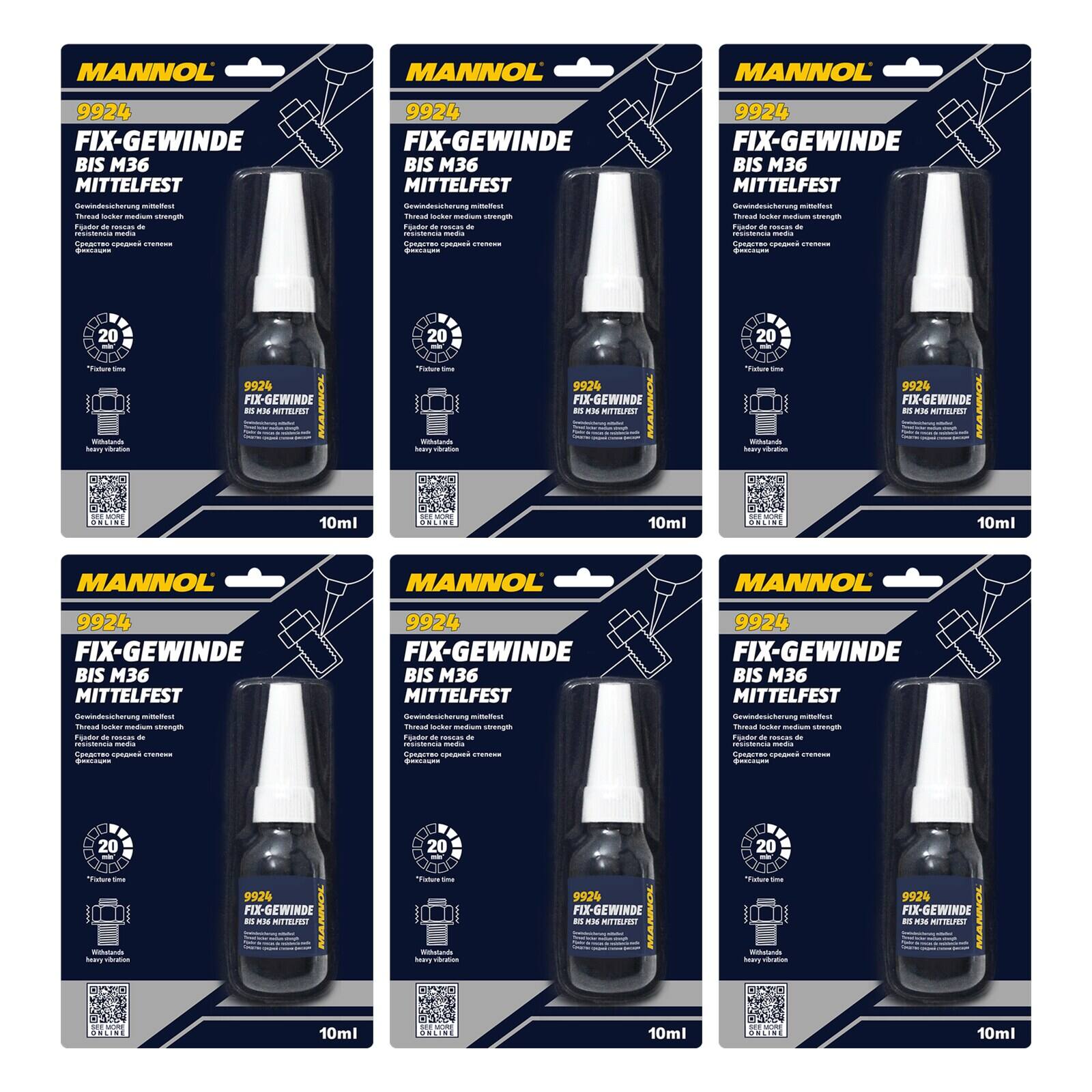 MANNOL 9924 Schraubensicherung Fix-Gewinde mittelfest 6x 10 ml