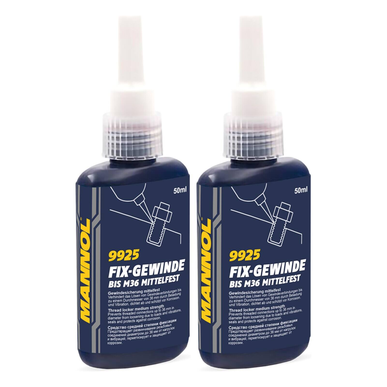 MANNOL 9925 Schraubensicherung Fix-Gewinde mittelfest 2x 50 ml