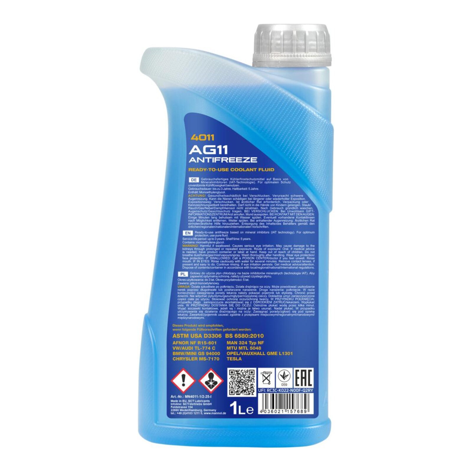 MANNOL MN4011-1 K&uuml;hlerfrostschutz AG11 -40&deg;C Fertigmischung 1 Liter
