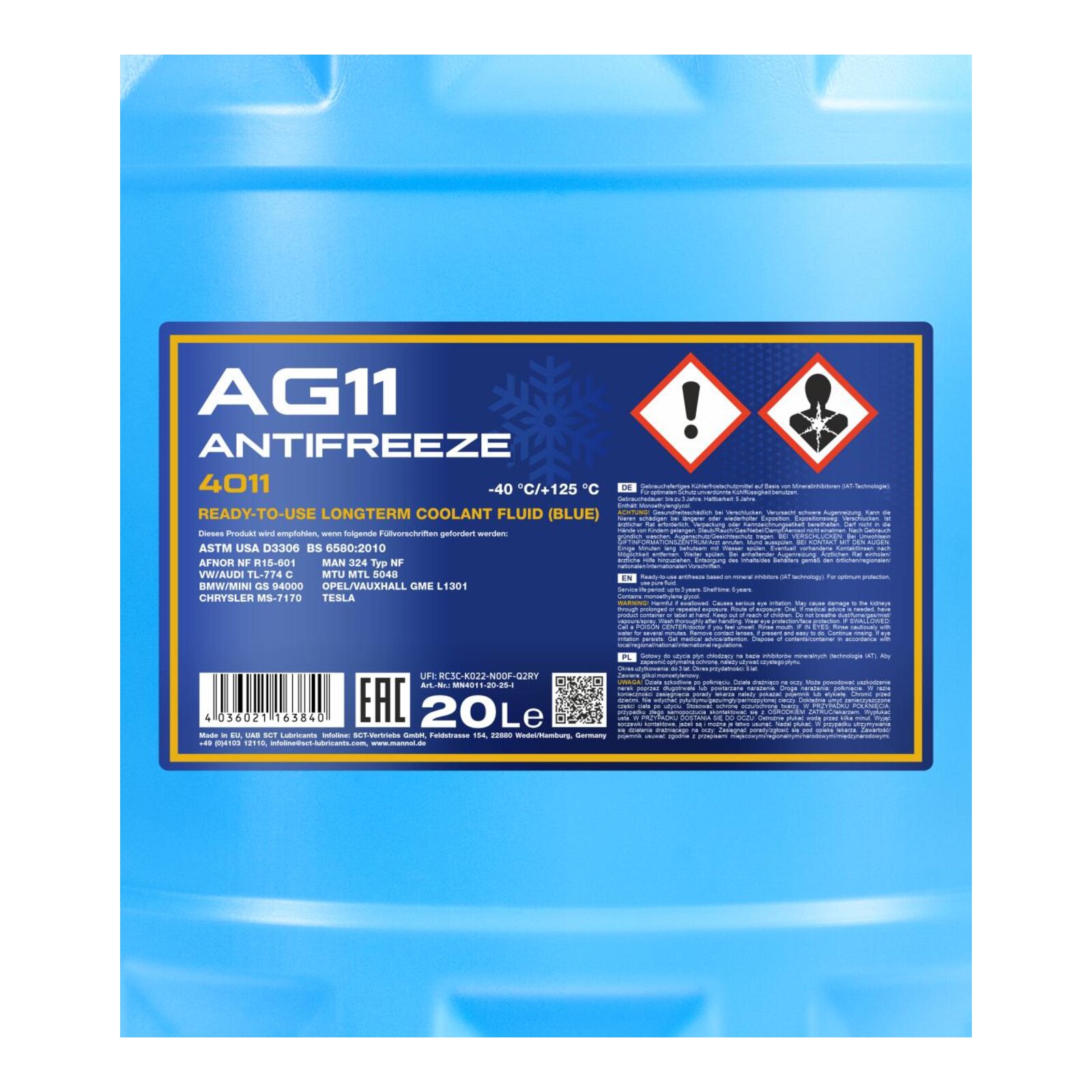 MANNOL MN4011-20 K&uuml;hlerfrostschutz AG11 -40&deg;C Fertigmischung 2x 20 Liter