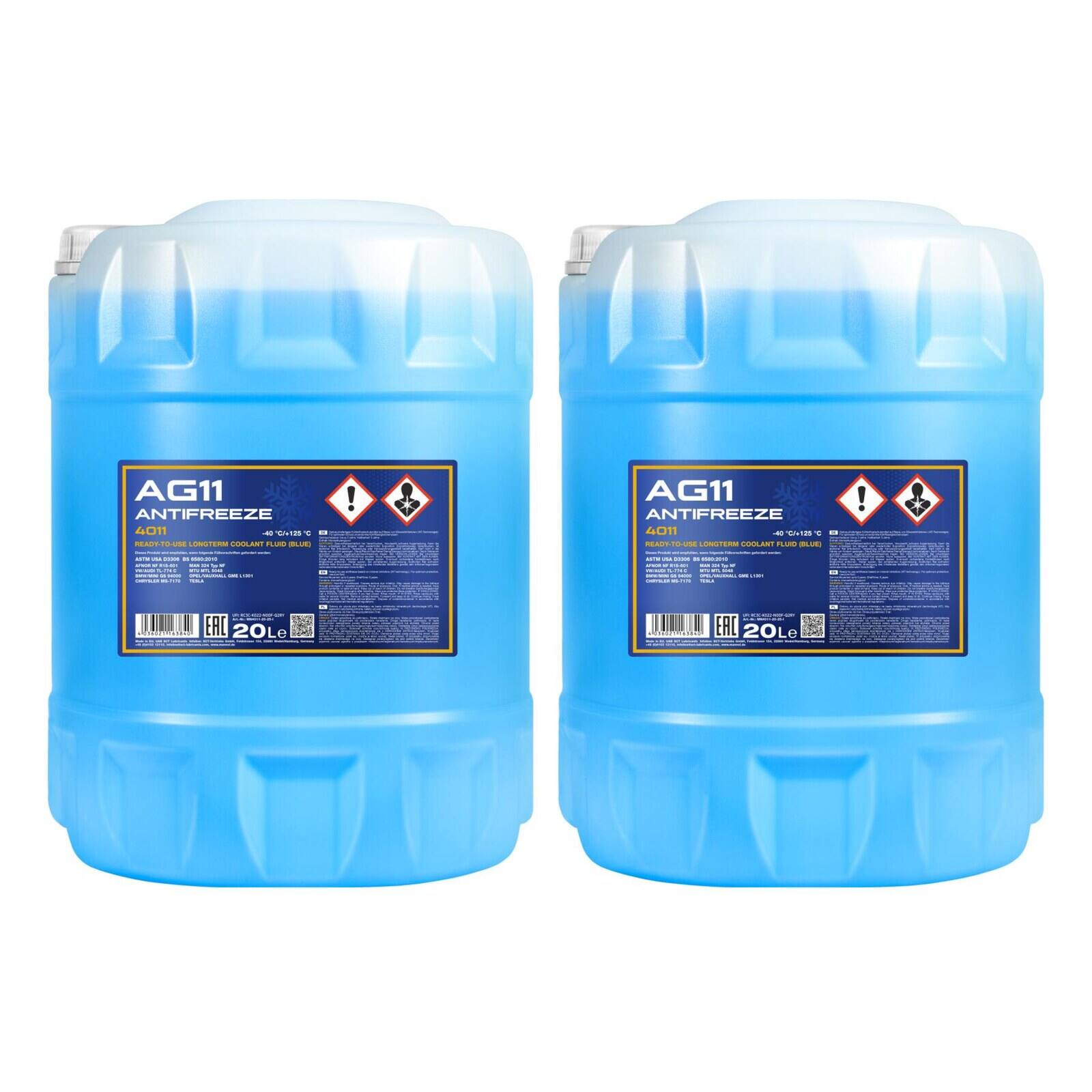 MANNOL MN4011-20 K&uuml;hlerfrostschutz AG11 -40&deg;C Fertigmischung 2x 20 Liter
