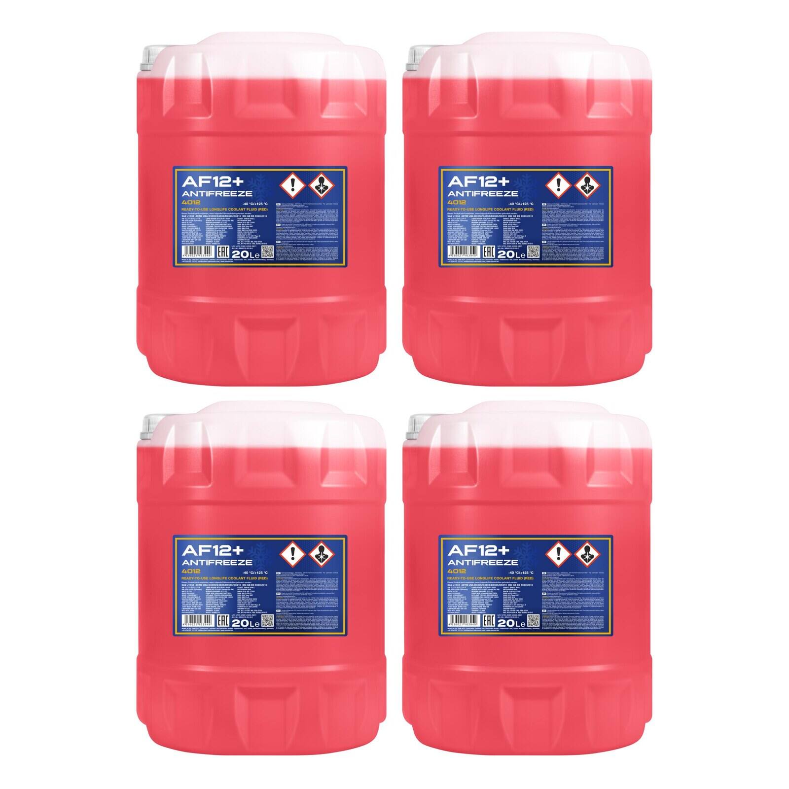 MANNOL MN4012-20 K&uuml;hlerfrostschutz AF12+ -40&deg;C Fertigmischung 4x 20 Liter