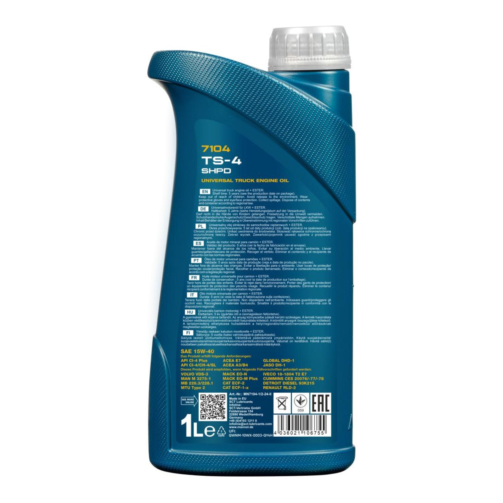 MANNOL MN7104-1 Motor&ouml;l TS-4 SHPD Extra 15W-40 1 Liter