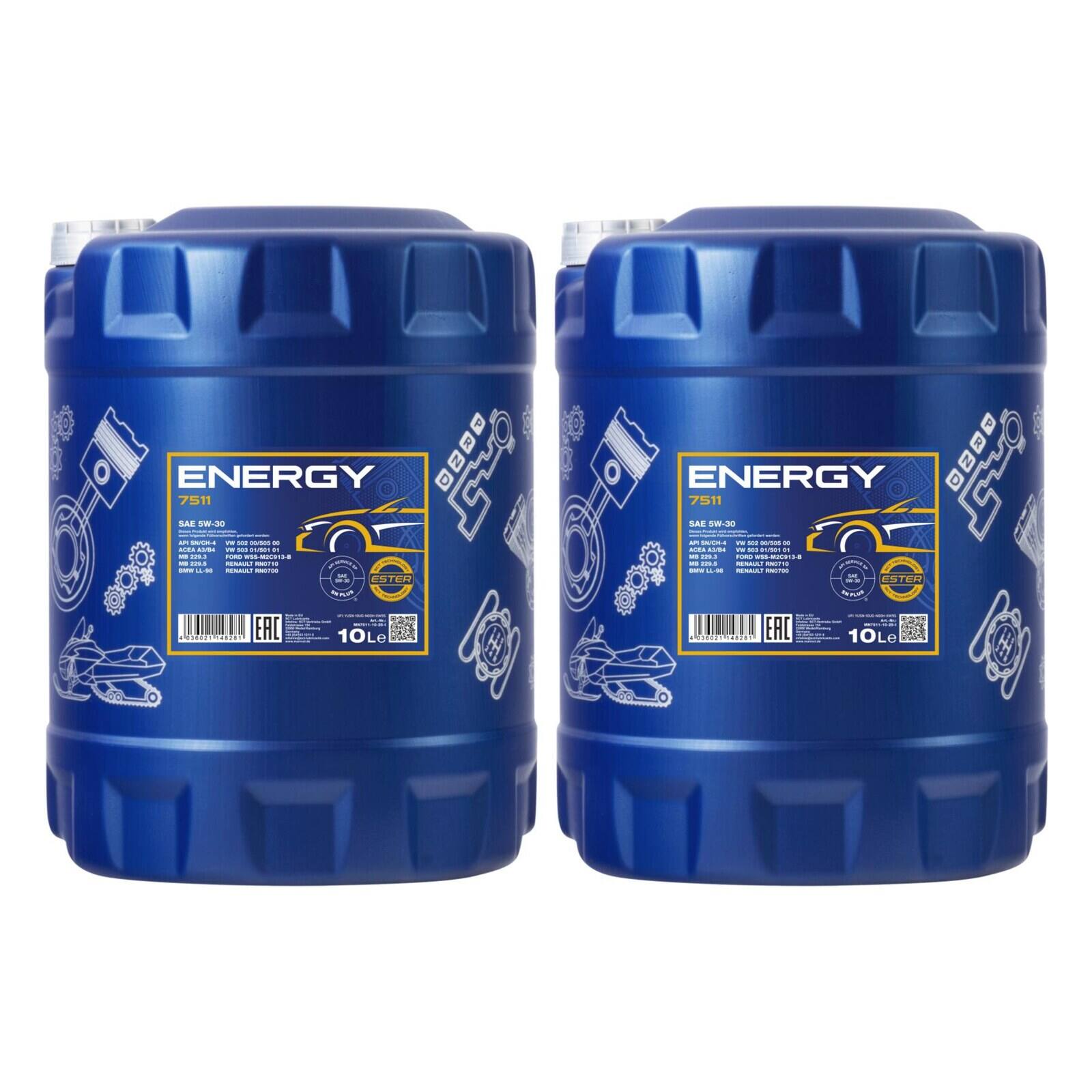 MANNOL MN7511-10 Motor&ouml;l Energy 5W-30 2x 10 Liter