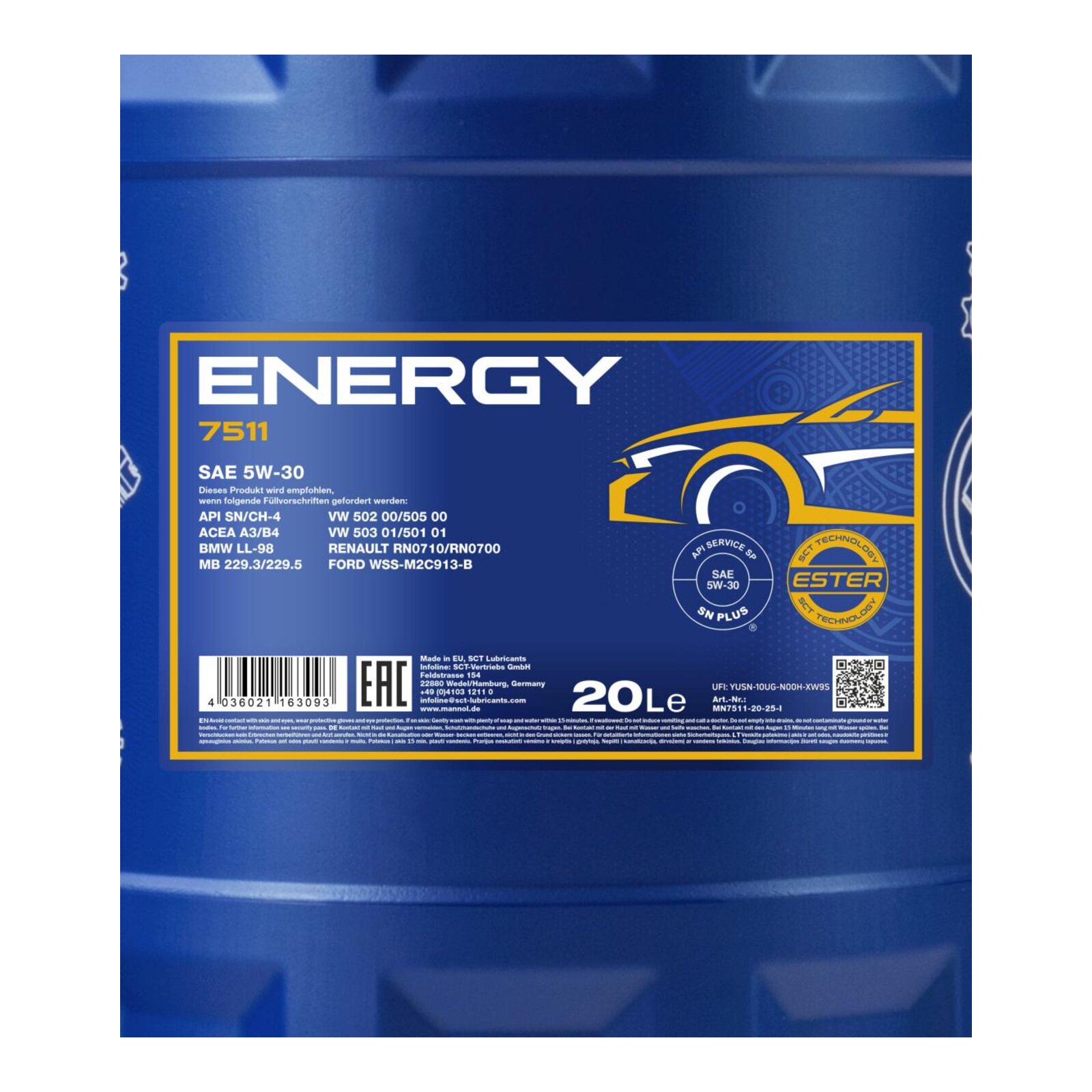MANNOL MN7511-20 Motor&ouml;l Energy 5W-30 20 Liter