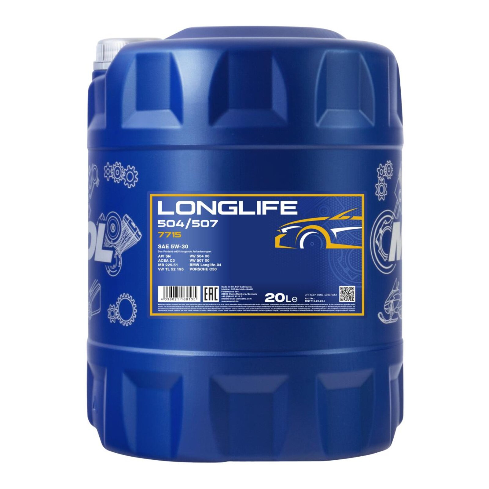 MANNOL MN7715-20 Motor&ouml;l Longlife 504/507 5W-30 20 Liter