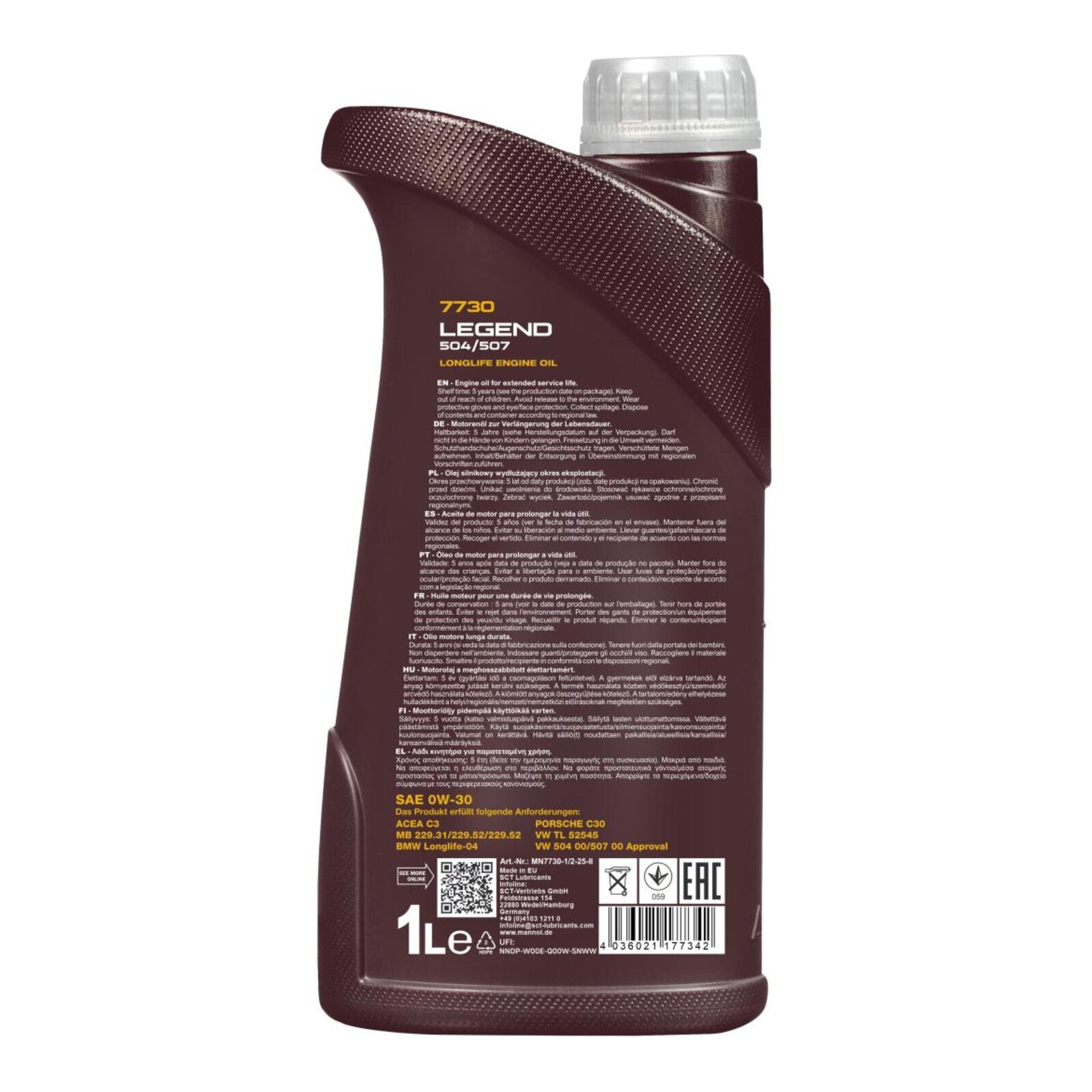 MANNOL MN7730-1 Motor&ouml;l Legend 504/507 0W-30 9x 1 Liter