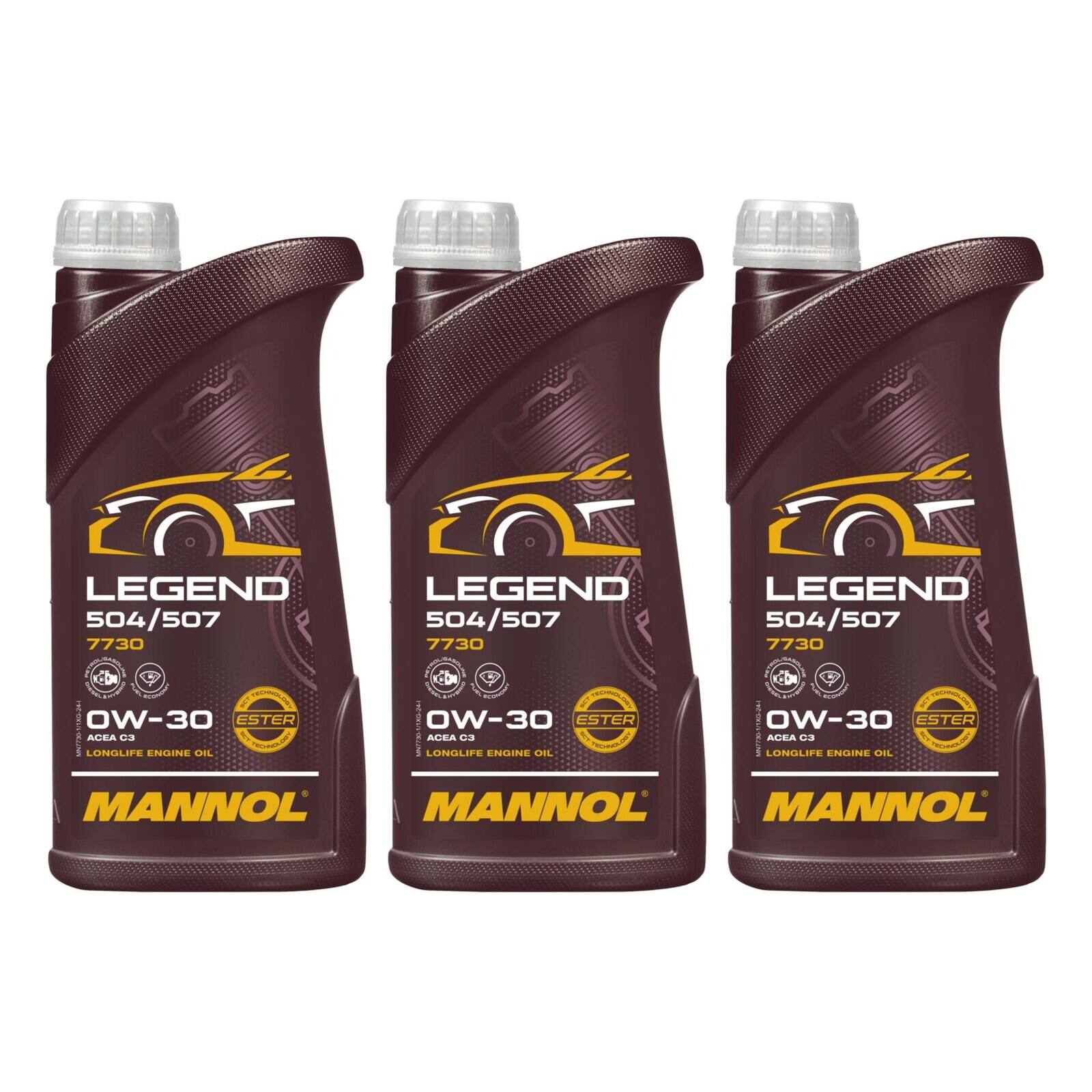 MANNOL MN7730-1 Motor&ouml;l Legend 504/507 0W-30 3x 1 Liter