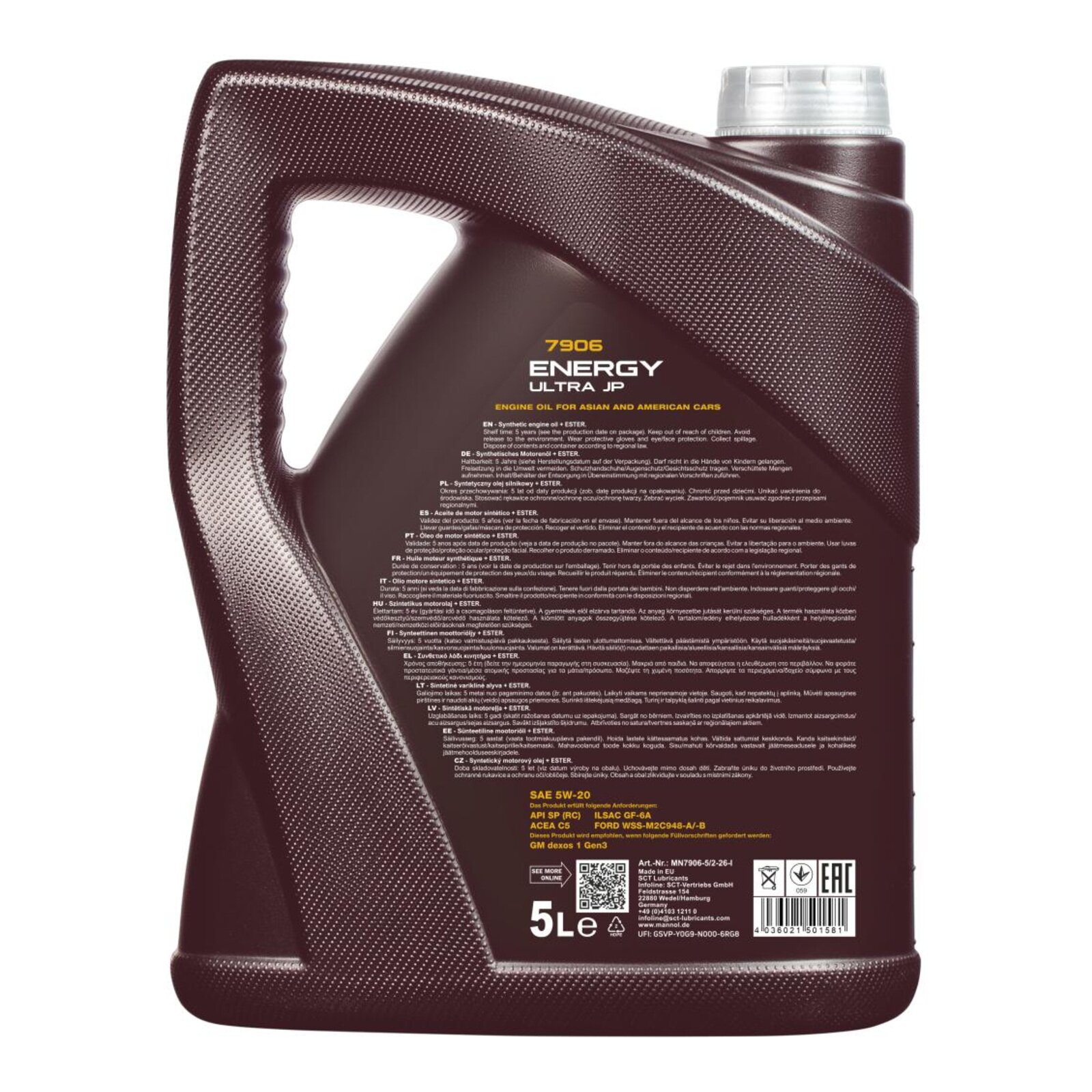 MANNOL MN7906-5 Motor&ouml;l Energy Ultra JP 5W-20 5 Liter