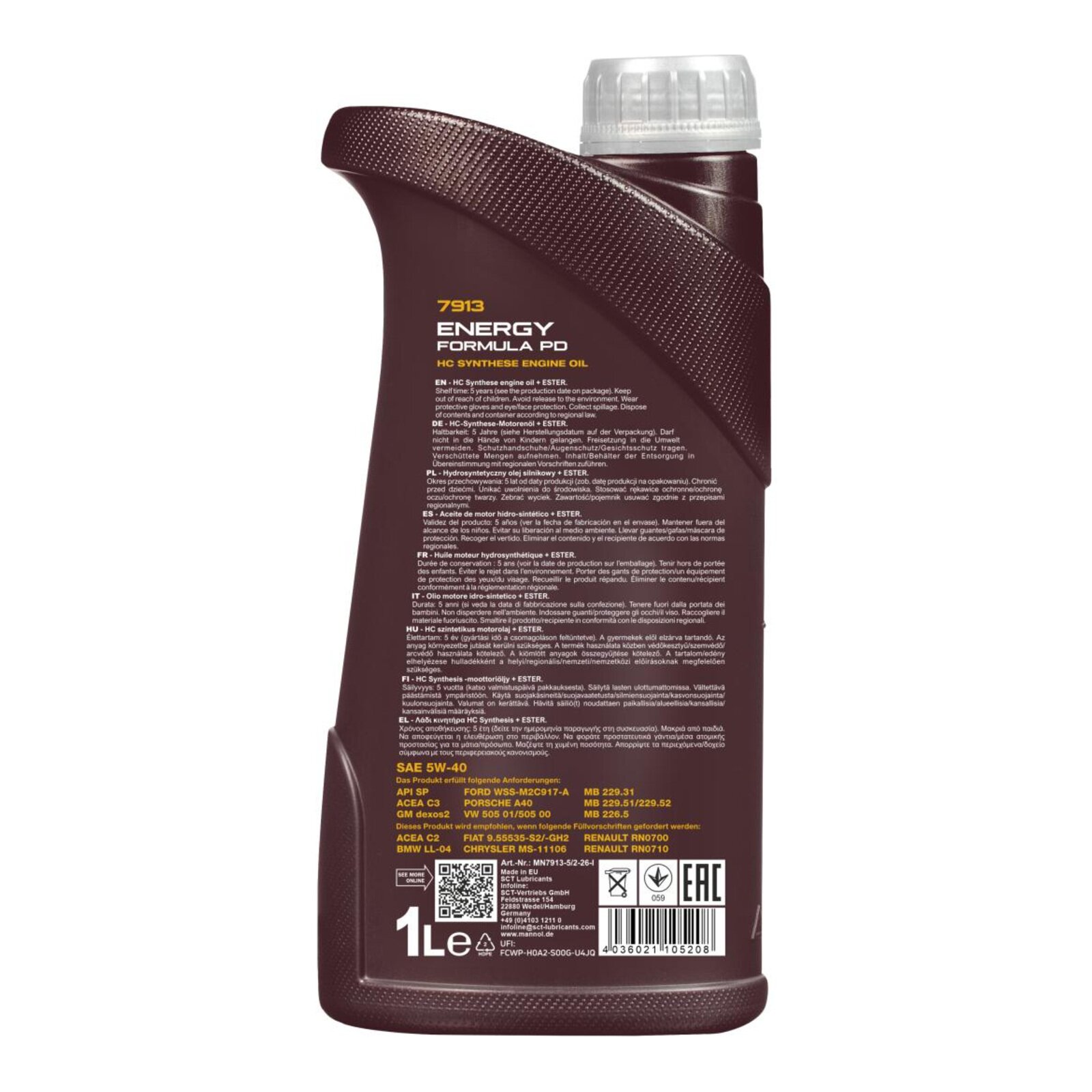 MANNOL MN7913-1 Motor&ouml;l Energy Formula PD 5W-40 3x 1 Liter