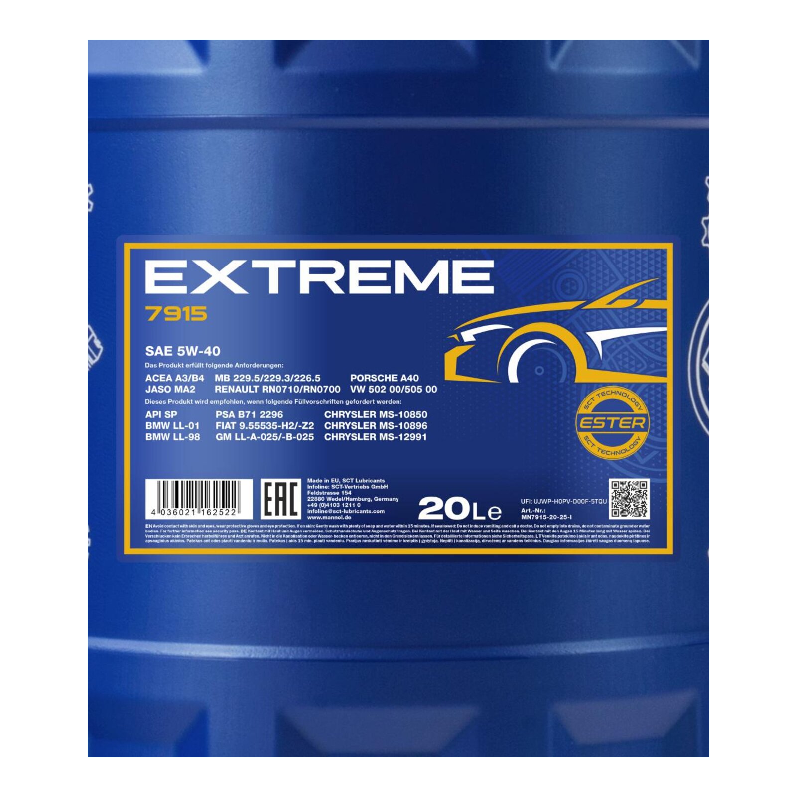 MANNOL MN7915-20 Motor&ouml;l Extreme 5W-40 20 Liter