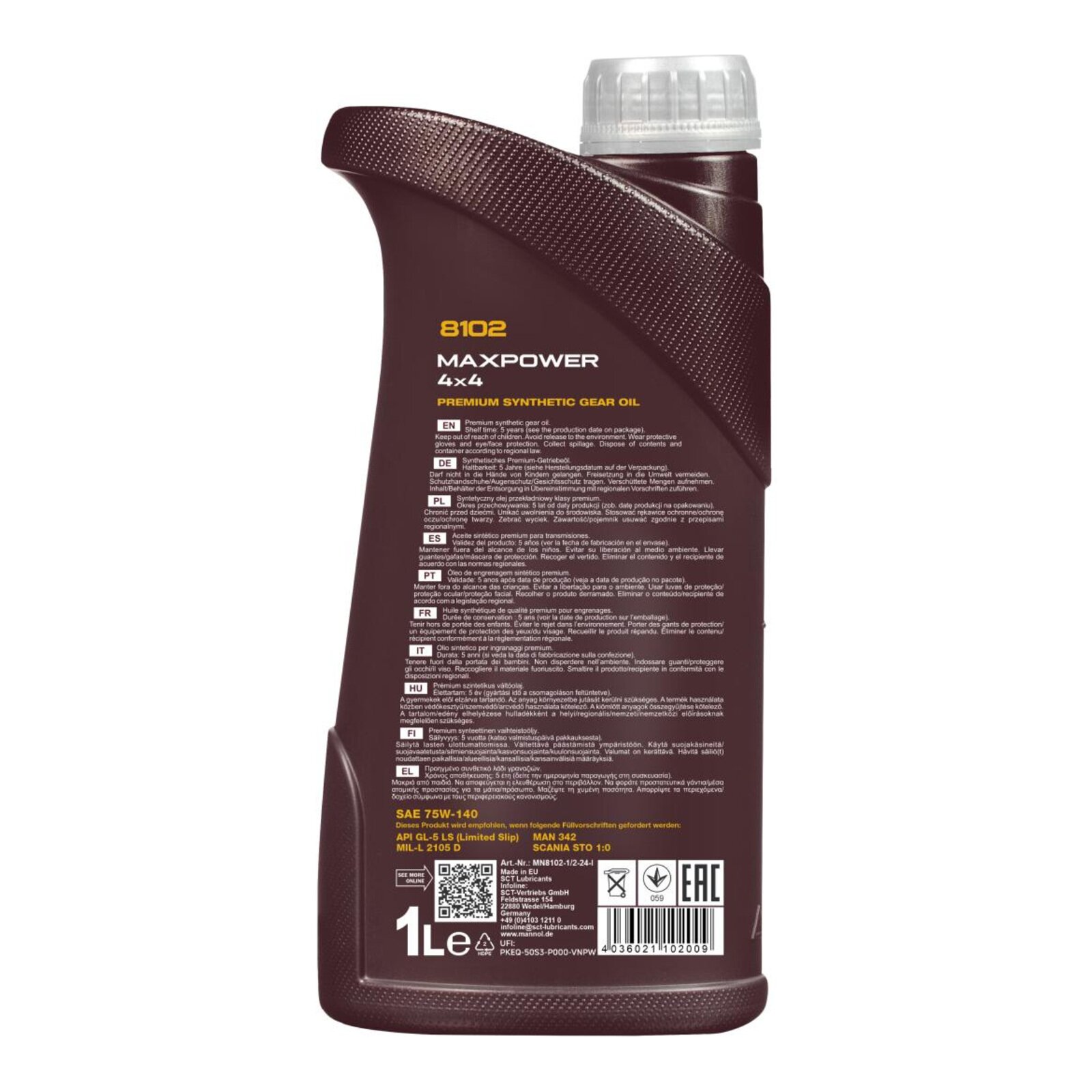 MANNOL MN8102-1 Getriebe&ouml;l Maxpower 75W-140 GL-5 LS 1 Liter