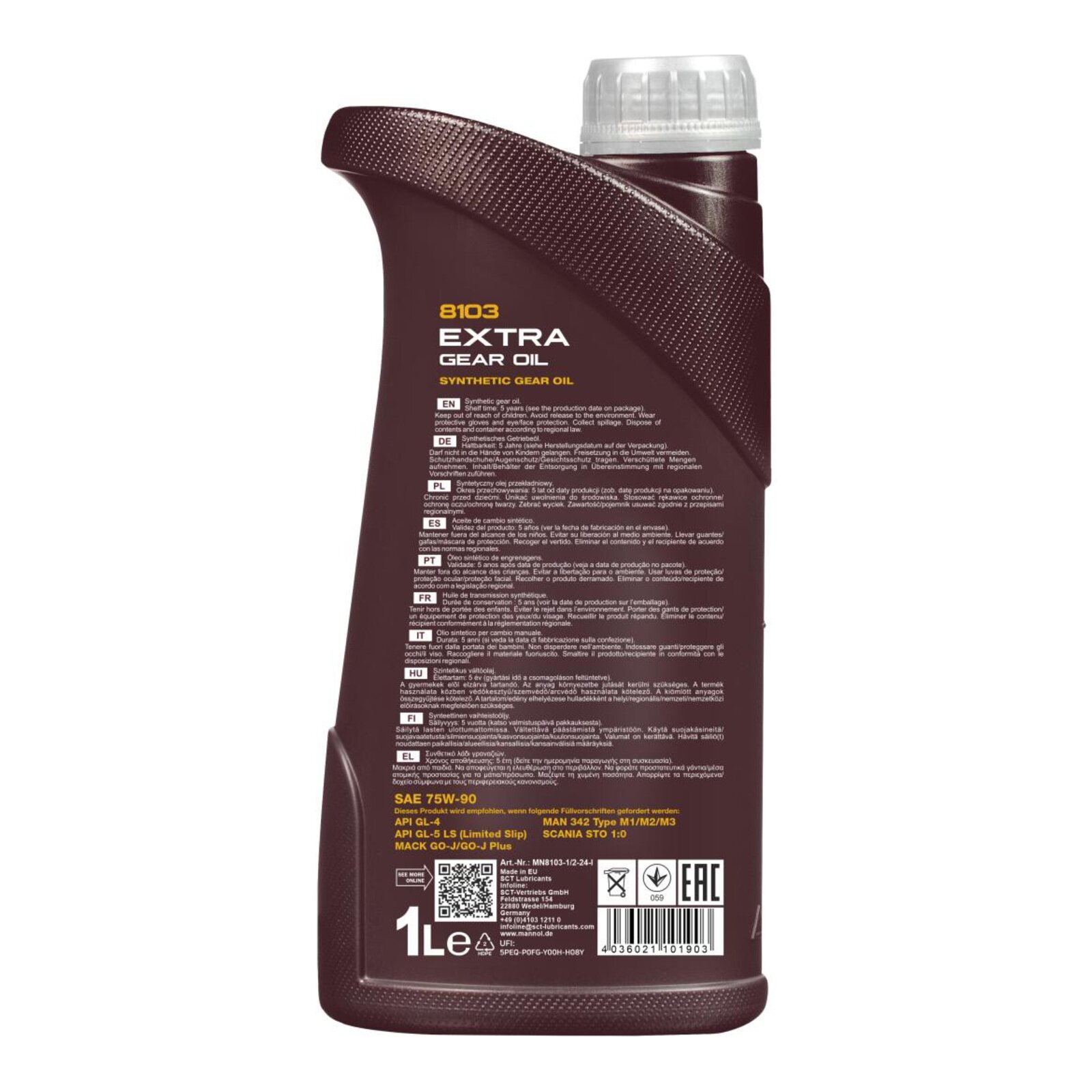 MANNOL MN8103-1 Getriebe&ouml;l Extra 75W-90 GL-4/GL-5 LS 1 Liter
