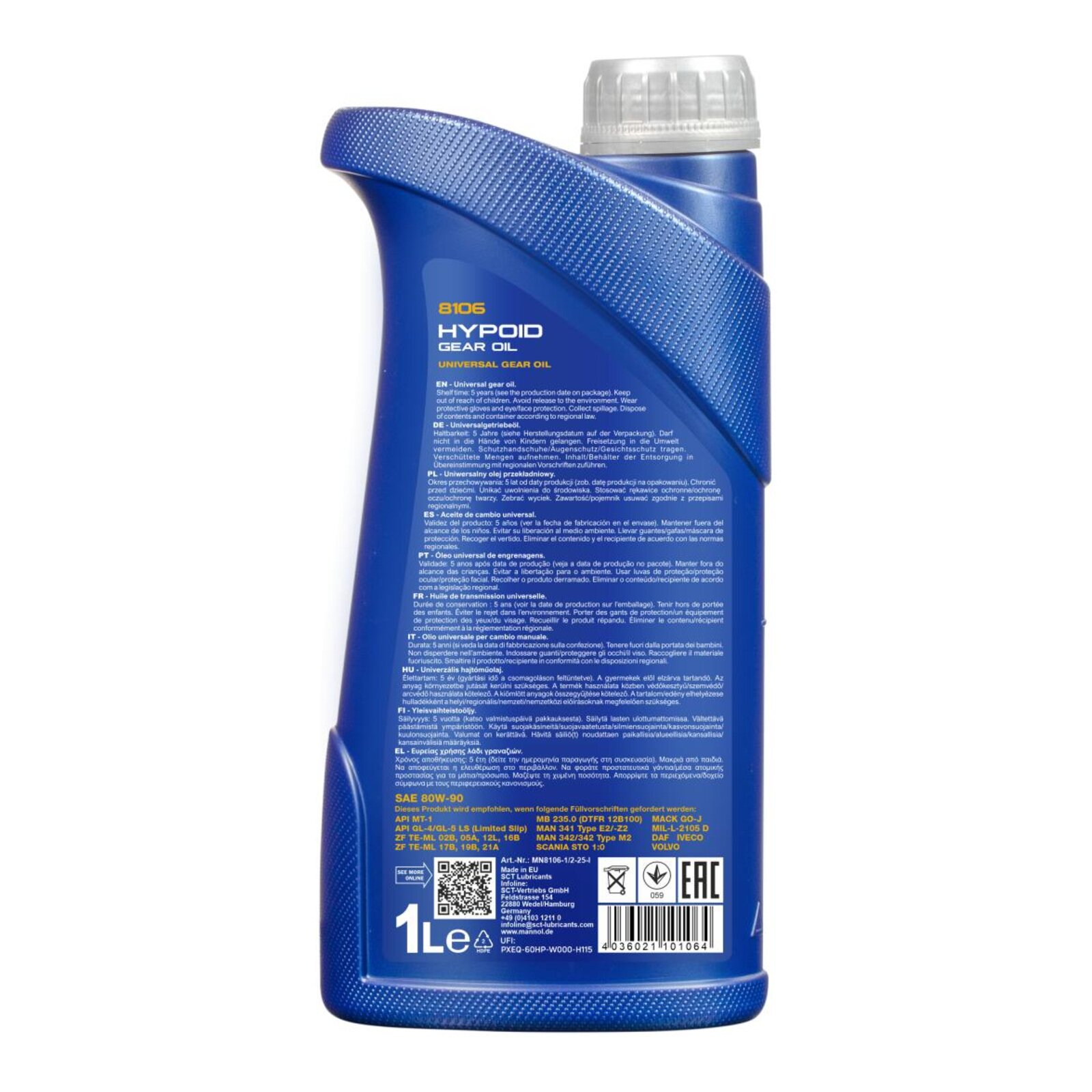 MANNOL MN8106-1 Getriebe&ouml;l Hypoid 80W-90 GL-5 LS 1 Liter