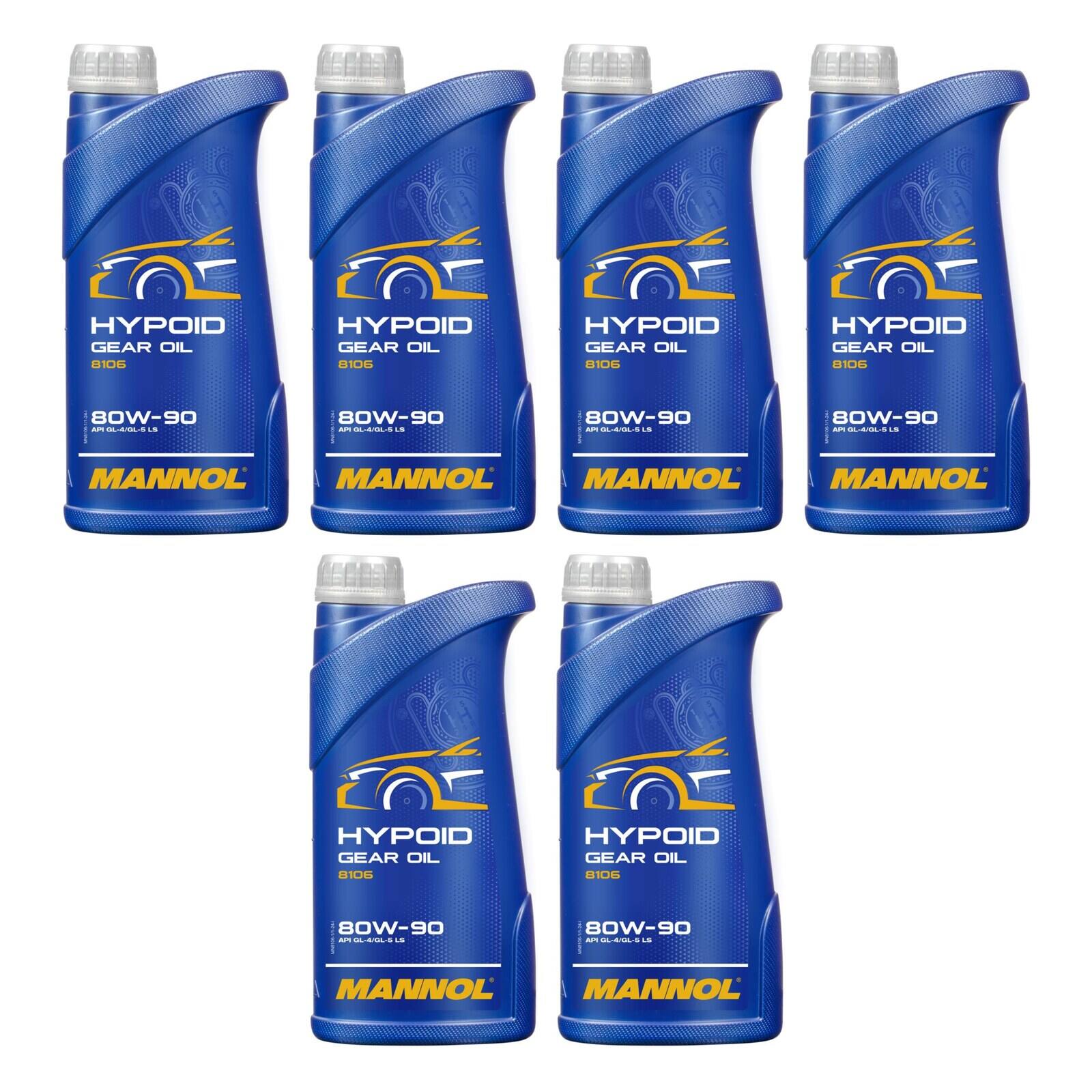 MANNOL MN8106-1 Getriebe&ouml;l Hypoid 80W-90 GL-5 LS 6x 1 Liter