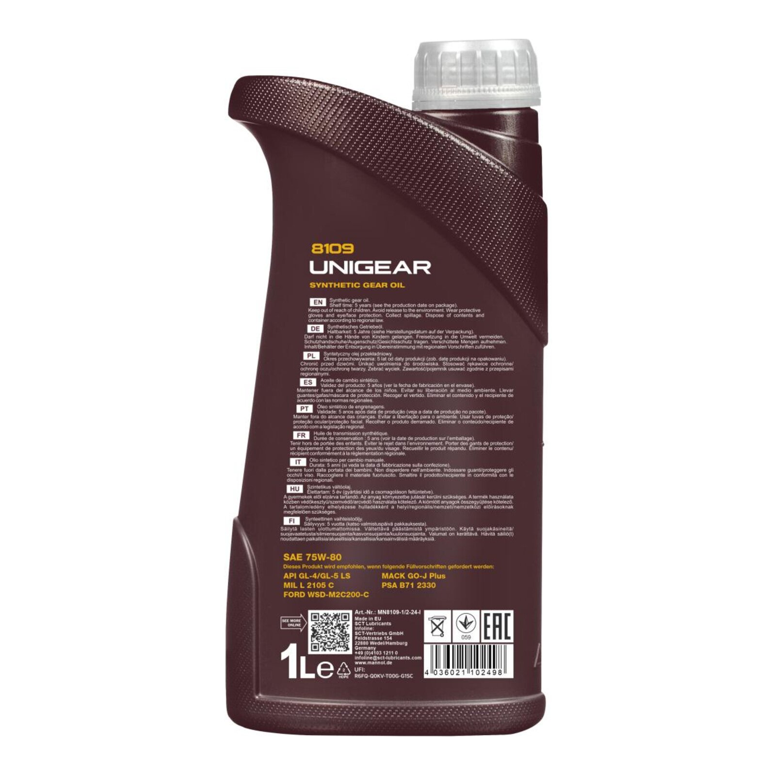 MANNOL MN8109-1 Getriebe&ouml;l Unigear 75W-80 GL-4/GL-5 LS 1 Liter