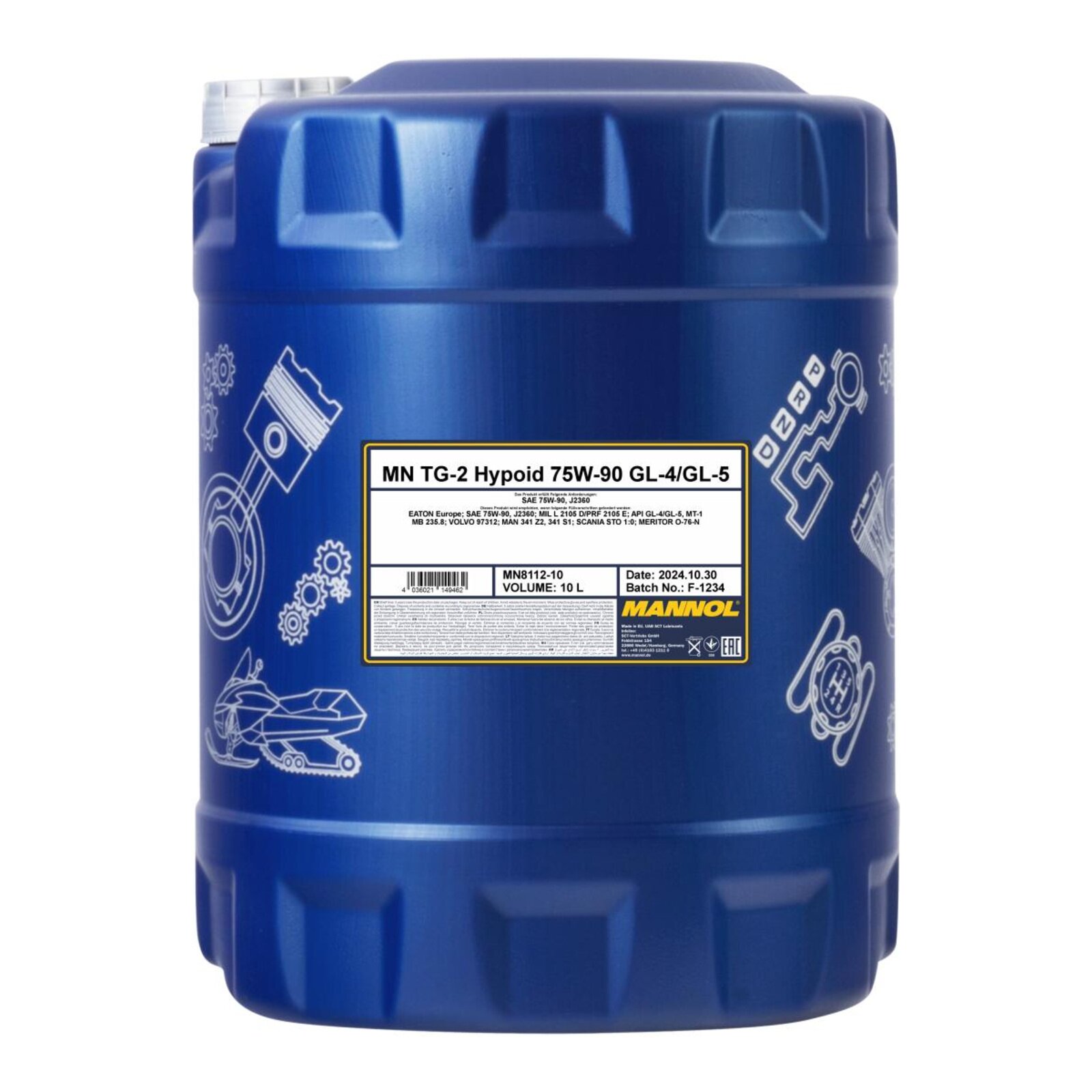 MANNOL MN8112-10 Getriebe&ouml;l TG-2 Hypoid 75W-90 GL-4/5 10 Liter