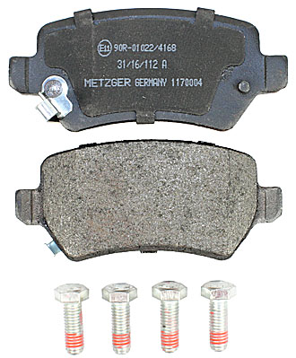 Bremsbelagsatz, Scheibenbremse METZGER 1170004 f&uuml;r OPEL KIA, Hinterachse