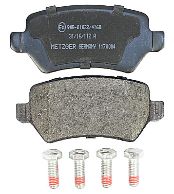 Bremsbelagsatz, Scheibenbremse METZGER 1170004 f&uuml;r OPEL KIA, Hinterachse