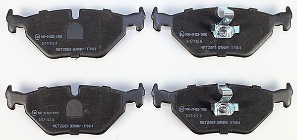 Bremsbelagsatz, Scheibenbremse METZGER 1170014 f&uuml;r BMW ROVER SAAB, Hinterachse