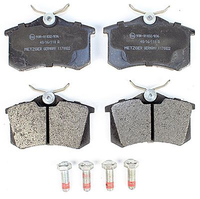 Bremsbelagsatz, Scheibenbremse METZGER 1170022 f&uuml;r AUDI PEUGEOT RENAULT SEAT VAG