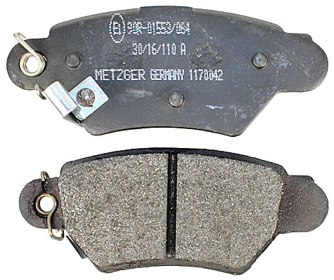 Bremsbelagsatz, Scheibenbremse METZGER 1170042 f&uuml;r OPEL, Hinterachse
