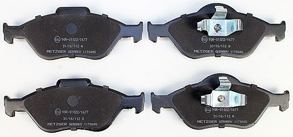 Bremsbelagsatz, Scheibenbremse METZGER 1170045 f&uuml;r FORD MAZDA, Vorderachse