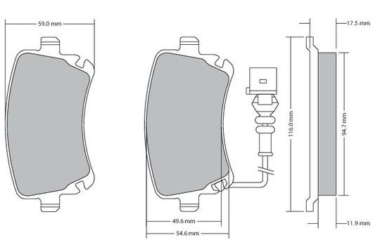 Bremsbelagsatz, Scheibenbremse METZGER 1170051 f&uuml;r VW, Hinterachse