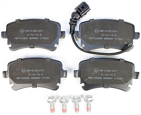 Bremsbelagsatz, Scheibenbremse METZGER 1170051 f&uuml;r VW, Hinterachse