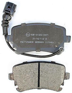Bremsbelagsatz, Scheibenbremse METZGER 1170051 f&uuml;r VW, Hinterachse