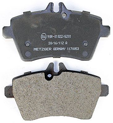 Bremsbelagsatz, Scheibenbremse METZGER 1170053 f&uuml;r MERCEDES-BENZ, Vorderachse