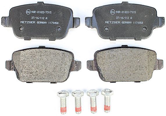 Bremsbelagsatz, Scheibenbremse METZGER 1170058 f&uuml;r FORD VOLVO, Hinterachse