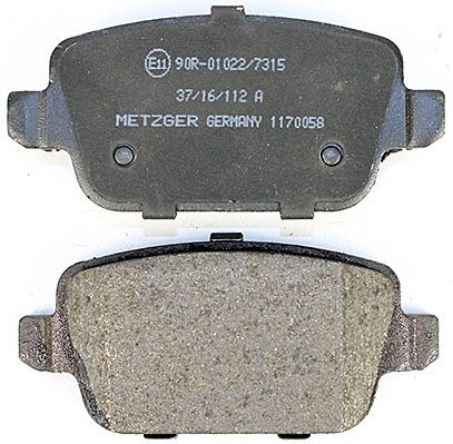 Bremsbelagsatz, Scheibenbremse METZGER 1170058 f&uuml;r FORD VOLVO, Hinterachse