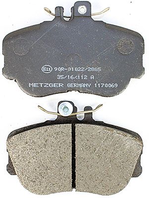 Bremsbelagsatz, Scheibenbremse METZGER 1170069 f&uuml;r MERCEDES-BENZ, Vorderachse