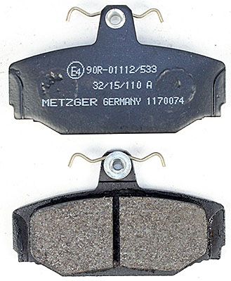 Bremsbelagsatz, Scheibenbremse METZGER 1170074 f&uuml;r VOLVO, Hinterachse