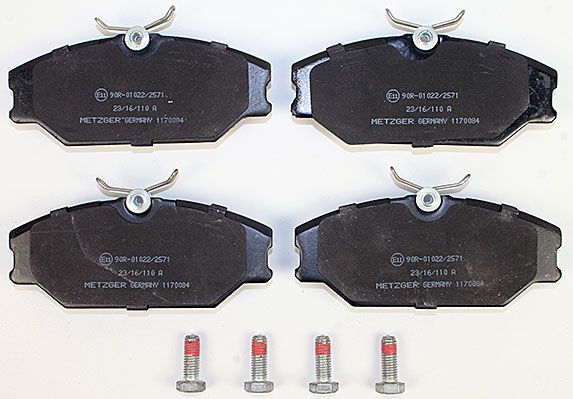 Bremsbelagsatz, Scheibenbremse METZGER 1170084 f&uuml;r RENAULT, Vorderachse