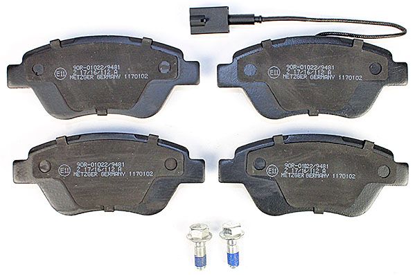 Bremsbelagsatz, Scheibenbremse METZGER 1170102 f&uuml;r FIAT, Vorderachse