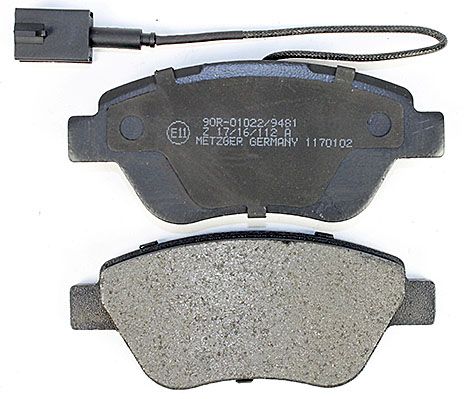 Bremsbelagsatz, Scheibenbremse METZGER 1170102 f&uuml;r FIAT, Vorderachse