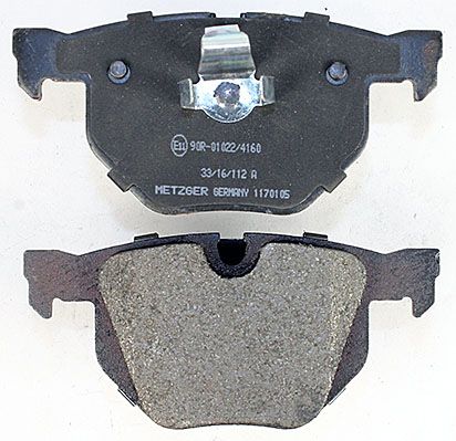Bremsbelagsatz, Scheibenbremse METZGER 1170105 f&uuml;r BMW, Hinterachse