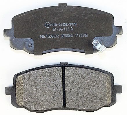 Bremsbelagsatz, Scheibenbremse METZGER 1170108 f&uuml;r KIA, Vorderachse