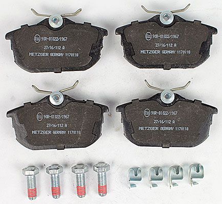 Bremsbelagsatz, Scheibenbremse METZGER 1170118 f&uuml;r MITSUBISHI VOLVO SMART