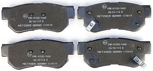 Bremsbelagsatz, Scheibenbremse METZGER 1170119 f&uuml;r HYUNDAI, Hinterachse