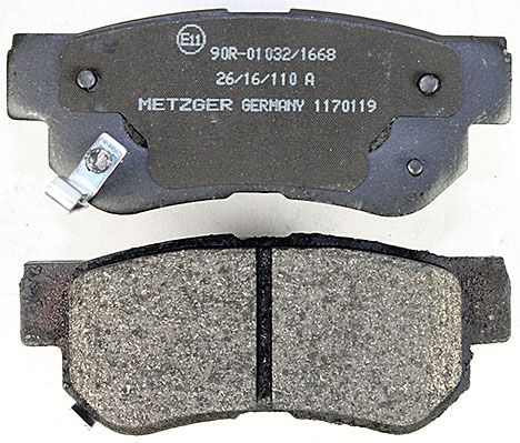 Bremsbelagsatz, Scheibenbremse METZGER 1170119 f&uuml;r HYUNDAI, Hinterachse