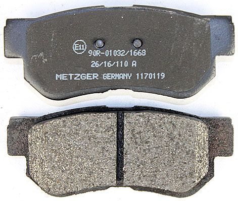 Bremsbelagsatz, Scheibenbremse METZGER 1170119 f&uuml;r HYUNDAI, Hinterachse