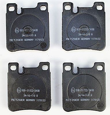 Bremsbelagsatz, Scheibenbremse METZGER 1170123 f&uuml;r MERCEDES-BENZ, Hinterachse