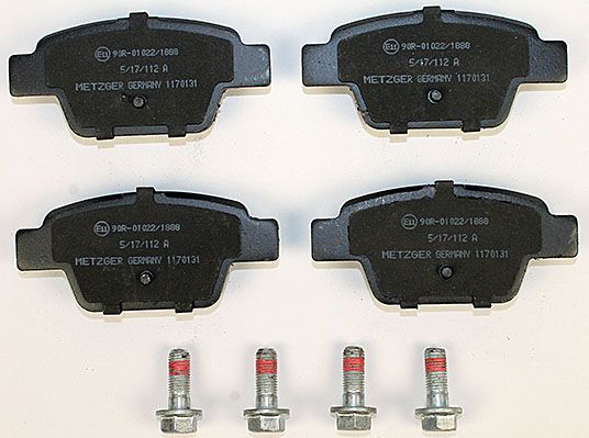 Bremsbelagsatz, Scheibenbremse METZGER 1170131 f&uuml;r FIAT, Hinterachse
