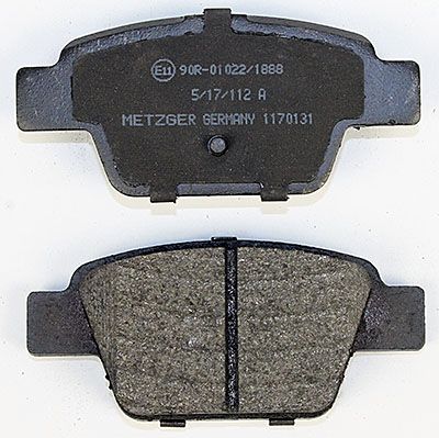 Bremsbelagsatz, Scheibenbremse METZGER 1170131 f&uuml;r FIAT, Hinterachse