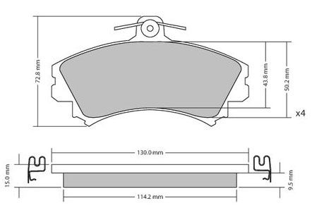 Bremsbelagsatz, Scheibenbremse METZGER 1170143 f&uuml;r MITSUBISHI VOLVO, Vorderachse