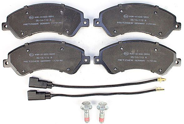 Bremsbelagsatz, Scheibenbremse METZGER 1170146 f&uuml;r FORD, Vorderachse